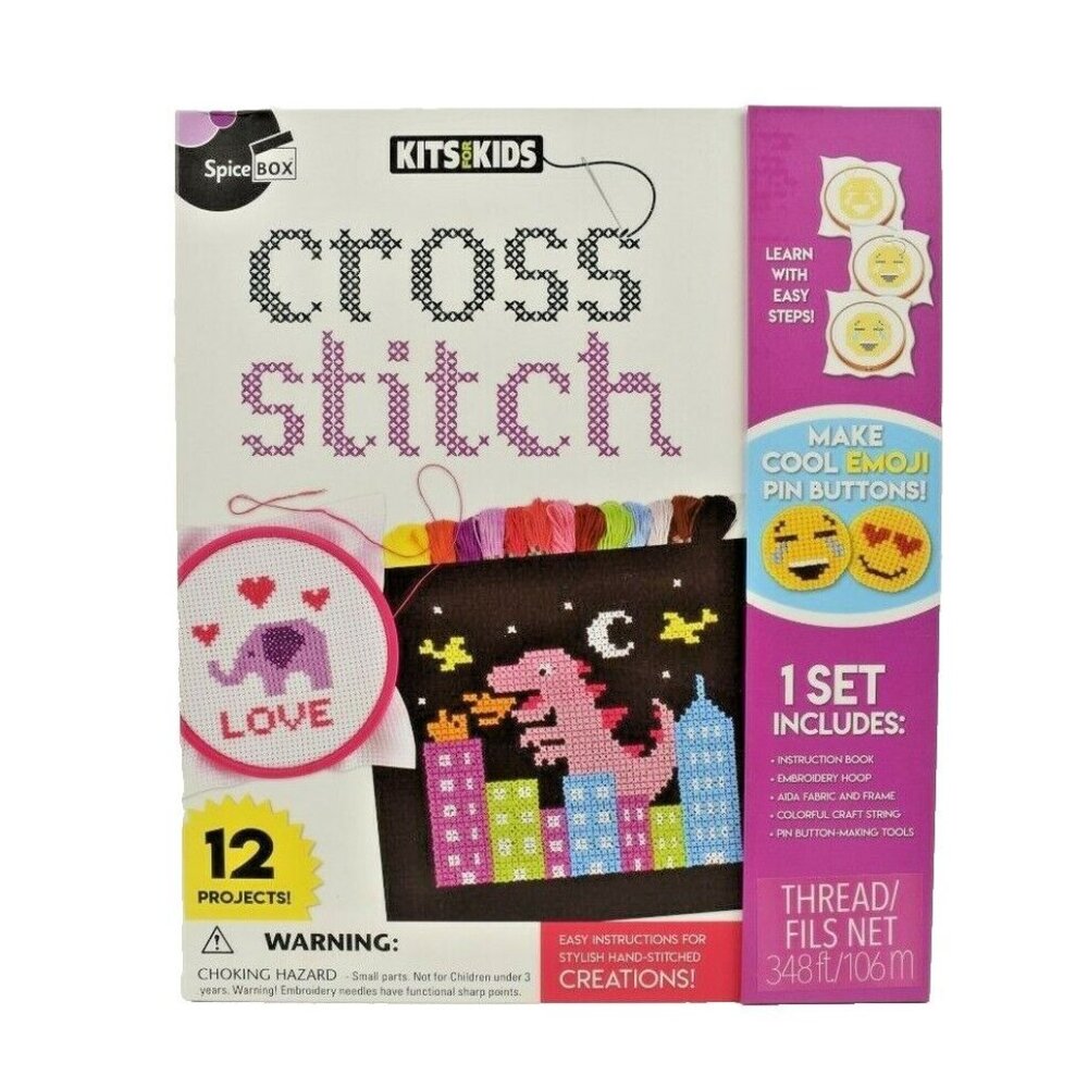 Spice Box Kits for Kids Cross Stitch 12 Project Set with Accessories (New)